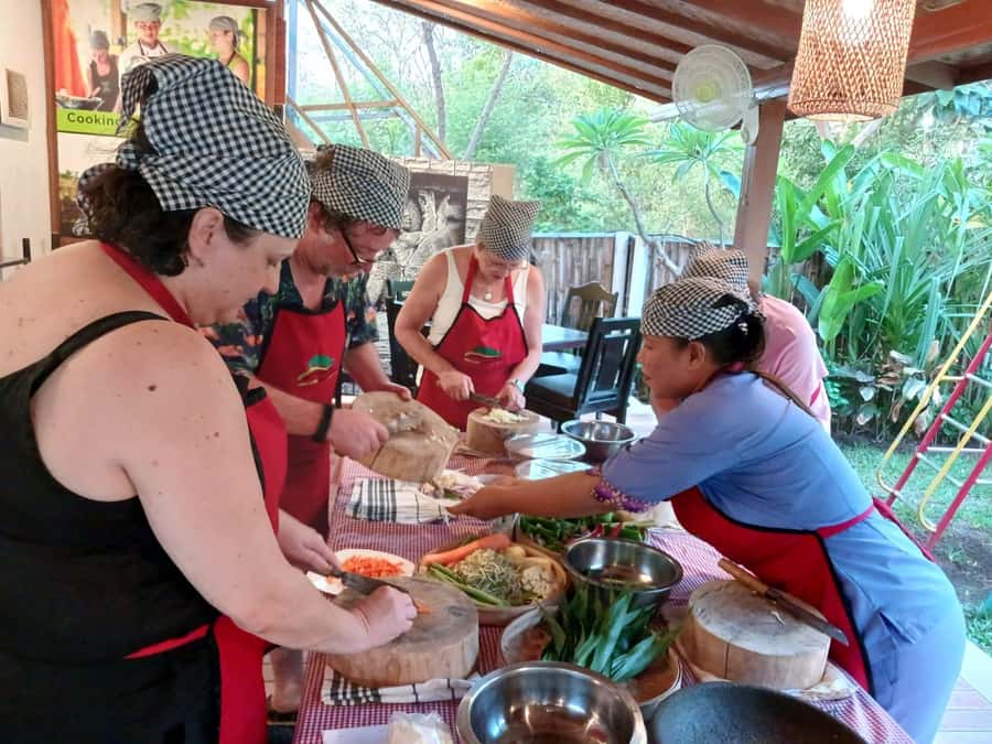 Cooking Class 3 Courses Balinese Dishes - Meeting Dewi and Melai in the outdoor kitchen