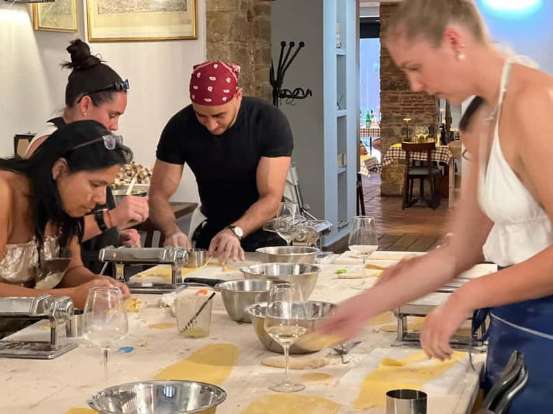 Florence: Tuscan cooking class with handmade pasta and wine - From work table to dinner table