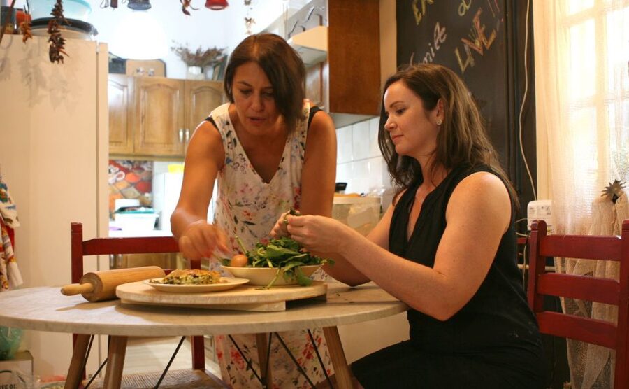 Greek Phyllo and Pie Cooking Class in Athens - Learning to stretch phyllo with Eirini