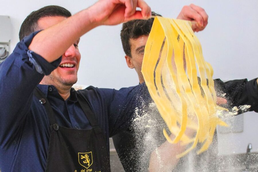 Hands-on Pasta Making Cooking Class and Wine Tasting - Making pasta at Tenuta Torciano near San Gimignano