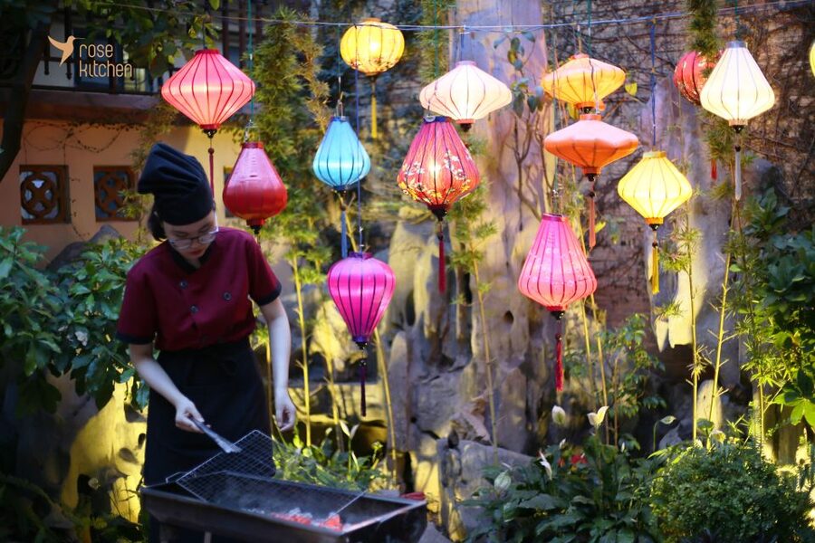 Hanoi: Cooking Class in a Local Villa with Market Tour - Sitting down to eat your own meal