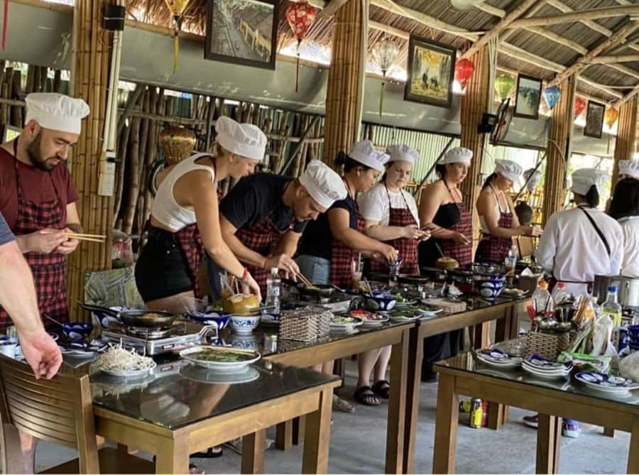 Hoi An : Cooking Class w Local Family and Basket Boat Ride - Crossing Cam Thanh in a round bamboo boat
