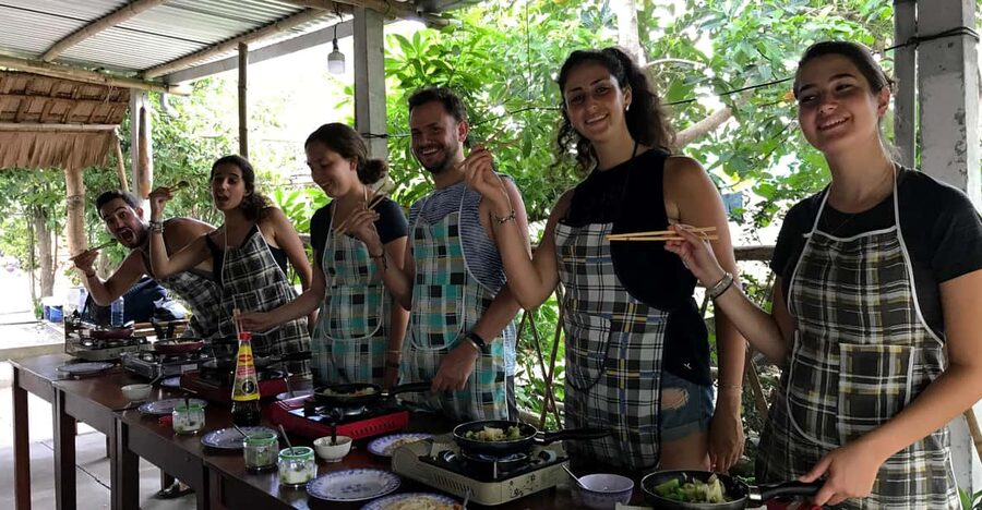 Hoi An : Vegan Cooking Class - Market & Coconut Basket Boat - Riding a basket boat through Cam Thanh Coconut Village