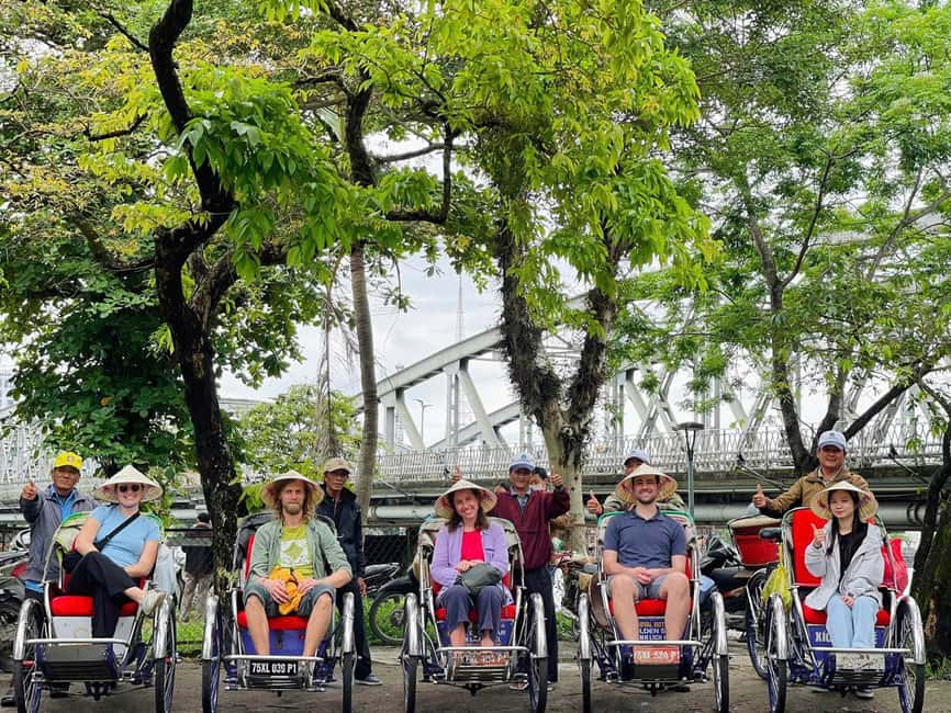 Hue City: Cyclo, Market Tour & Cooking Class at Madam Thu - Eating the meal you prepared