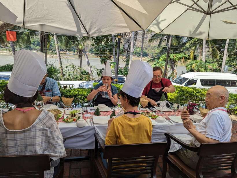 Luang Prabang: Cooking Class at the Former Royal Palace - Cooking Lao dishes on the Alame terrace