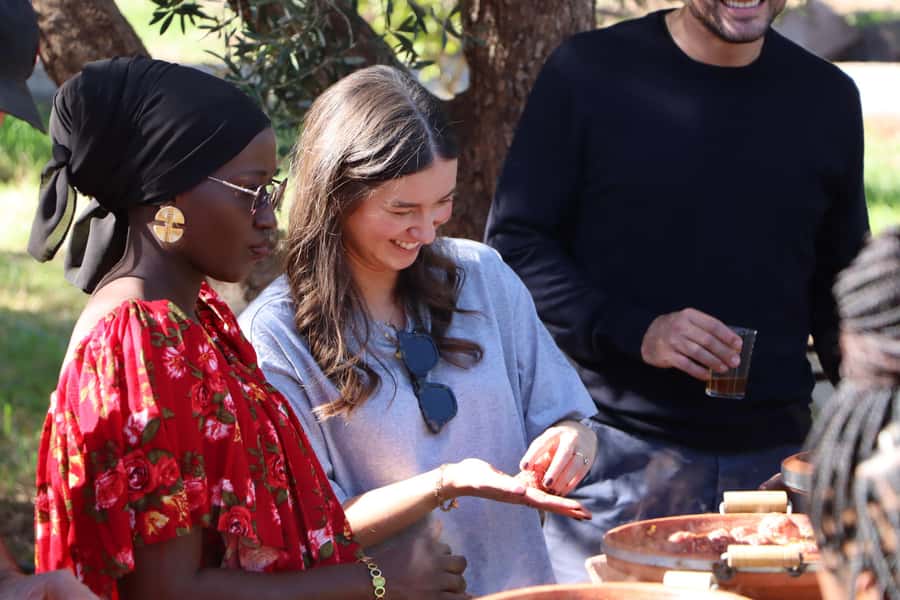 Marrakech: Authentic Moroccan Cooking Class in a Farm - Preparing tajine from the first cut