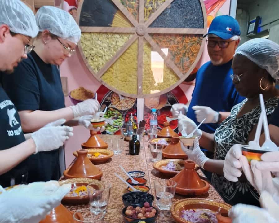 Marrakech: Moroccan Cooking Class with Pickup - Preparing salad, tajine, and cinnamon oranges
