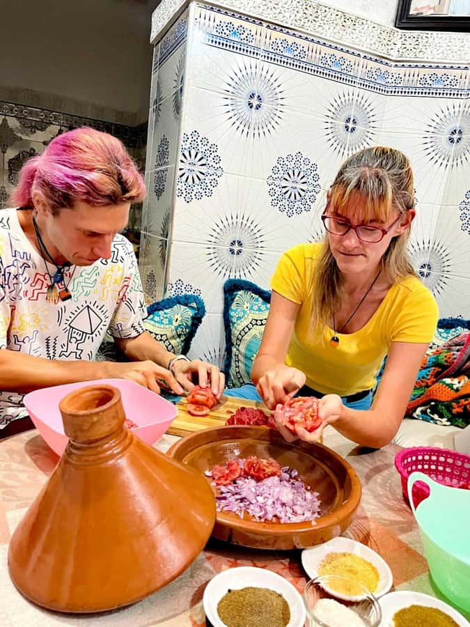 Marrakech: Moroccan Cuisine Cooking Class in Local Home - Cooking Moroccan food inside a local home
