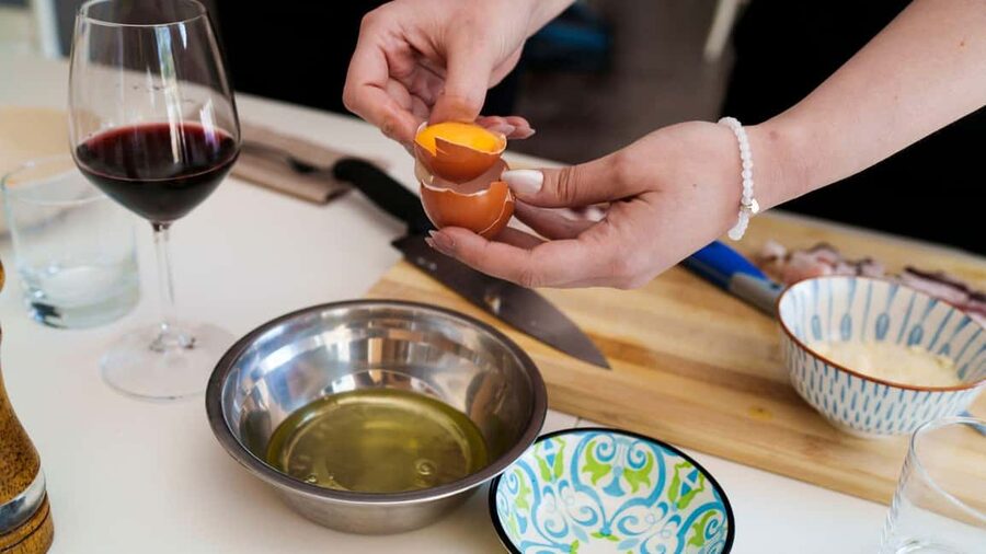 Olbia: cooking class on real pasta carbonara - Eating the dish you prepared