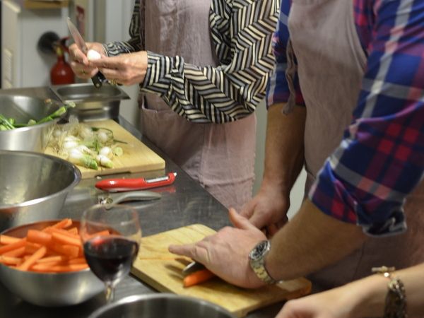 Paris: Full-Day Cooking Class, Market Tour and Lunch - Sitting down to eat what you made