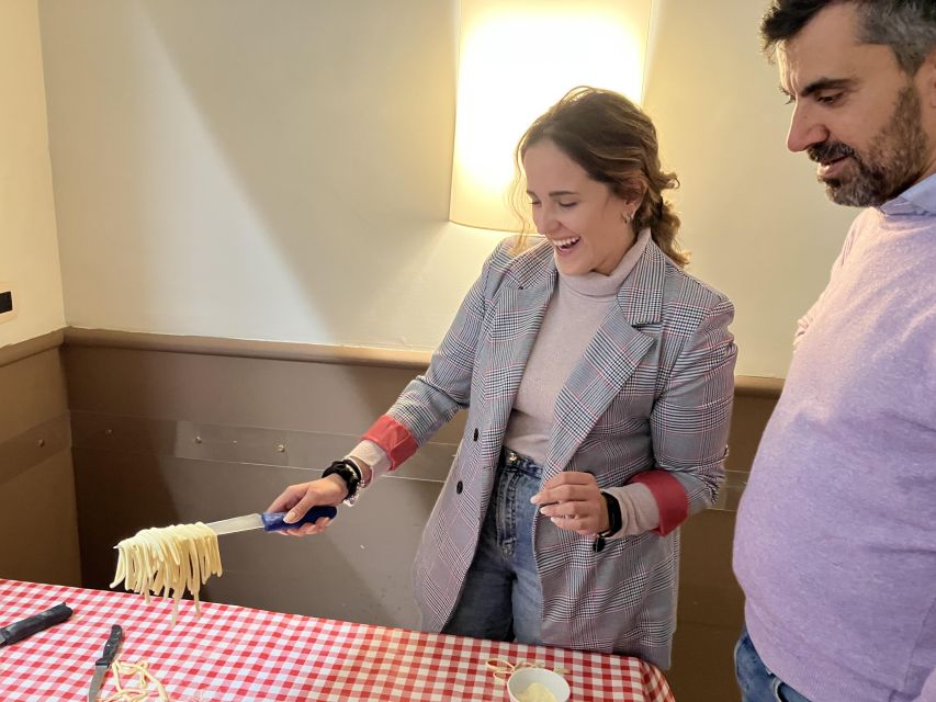 Rome Cooking Class: Handmade Tonnarelli Pasta & Tiramisu - Making Roman pasta at Osteria San Giorgio