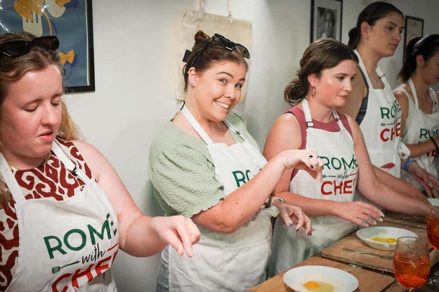 Rome Cooking Class: Make Pasta and 3 Spritz Cocktails - Eating what you made