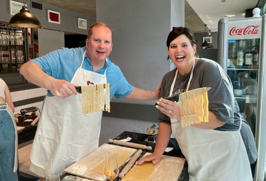 Rome: Small Group Pasta Making Class with Wine near Vatican - From workbench to Roman table