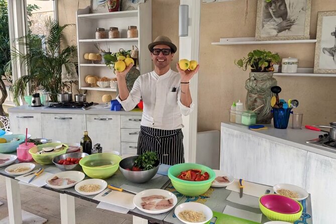 Seaview Cooking Class & Taormina local flavors with Chef Mimmo - Caponata starts the Sicilian lesson