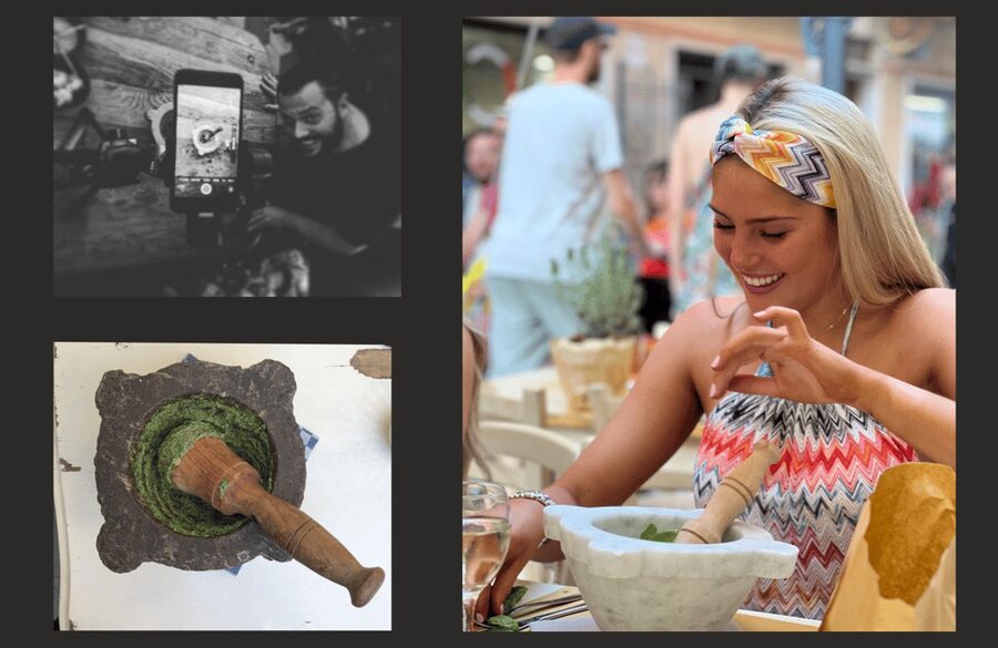Sestri Levante: Pesto & Cooking Classes, Wine Tasting - Making pesto with a marble mortar