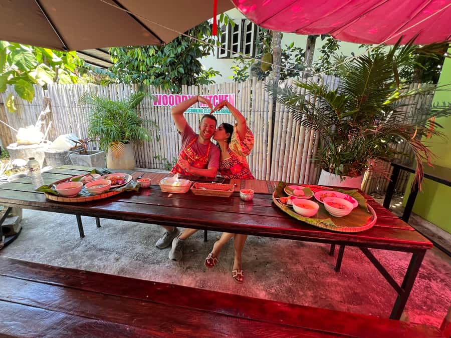 Thai Cooking Class with Market & Garden Tour - Eating the food you made