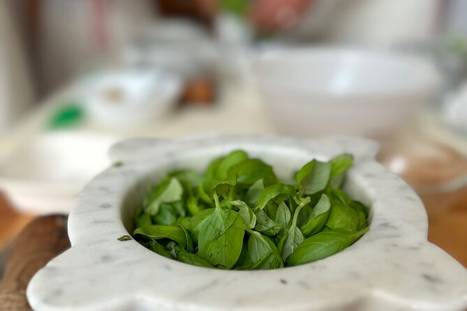 With Tiziana Cooking Class for Pesto , Gnocchi and Tiramisù - Making pesto the Genoese way